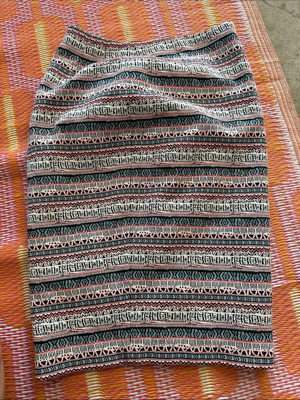 The Limited Striped Knit Pencil Skirt — Pink, Black & Cream